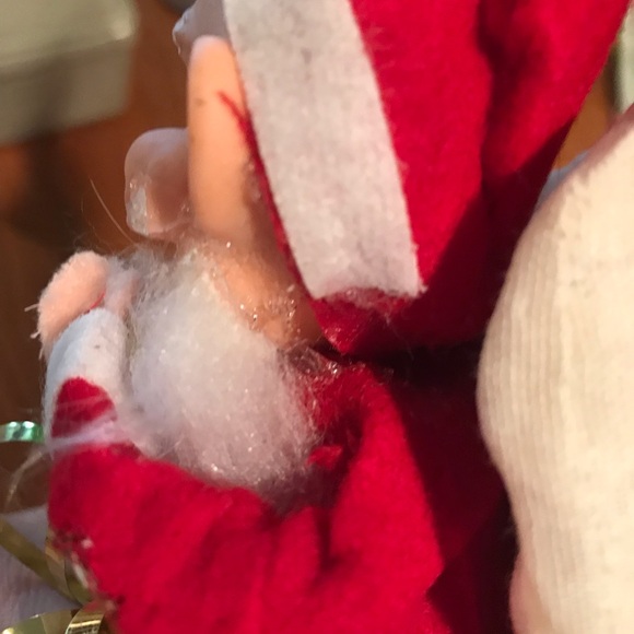 Vintage Distressed Mischievous Santa Claus Ornament Cascading Gold Tinsel** - Picture 13 of 15